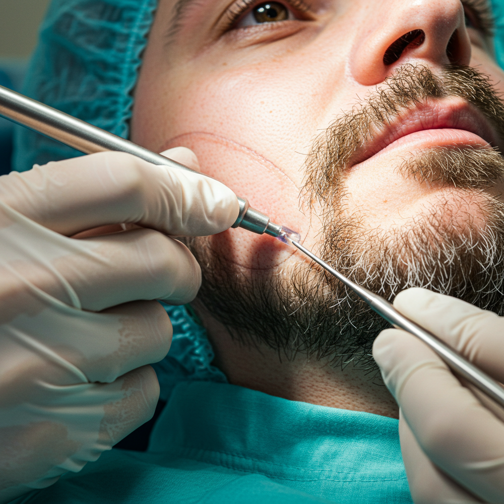 Premium Barttransplantation – Vollerer Bartwuchs